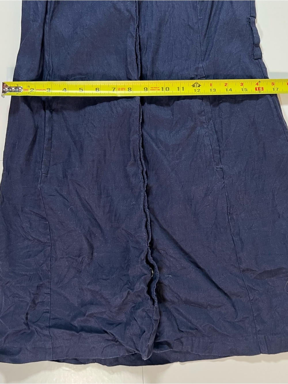 Halston Navy Linen Blendβ Sleeveless Shirt Dress Size 8 - Picture 7 of 9